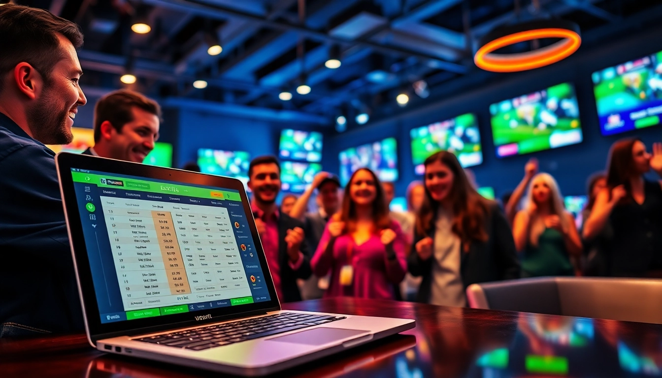 Découvrez les meilleurs site de paris sportifs avec un groupe diversifié, montrant une interface dynamique.