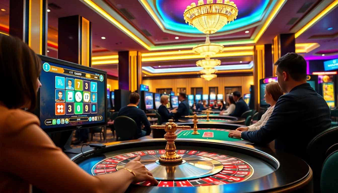 Joueurs profitant de jeux à un crypto casino France animé et moderne.