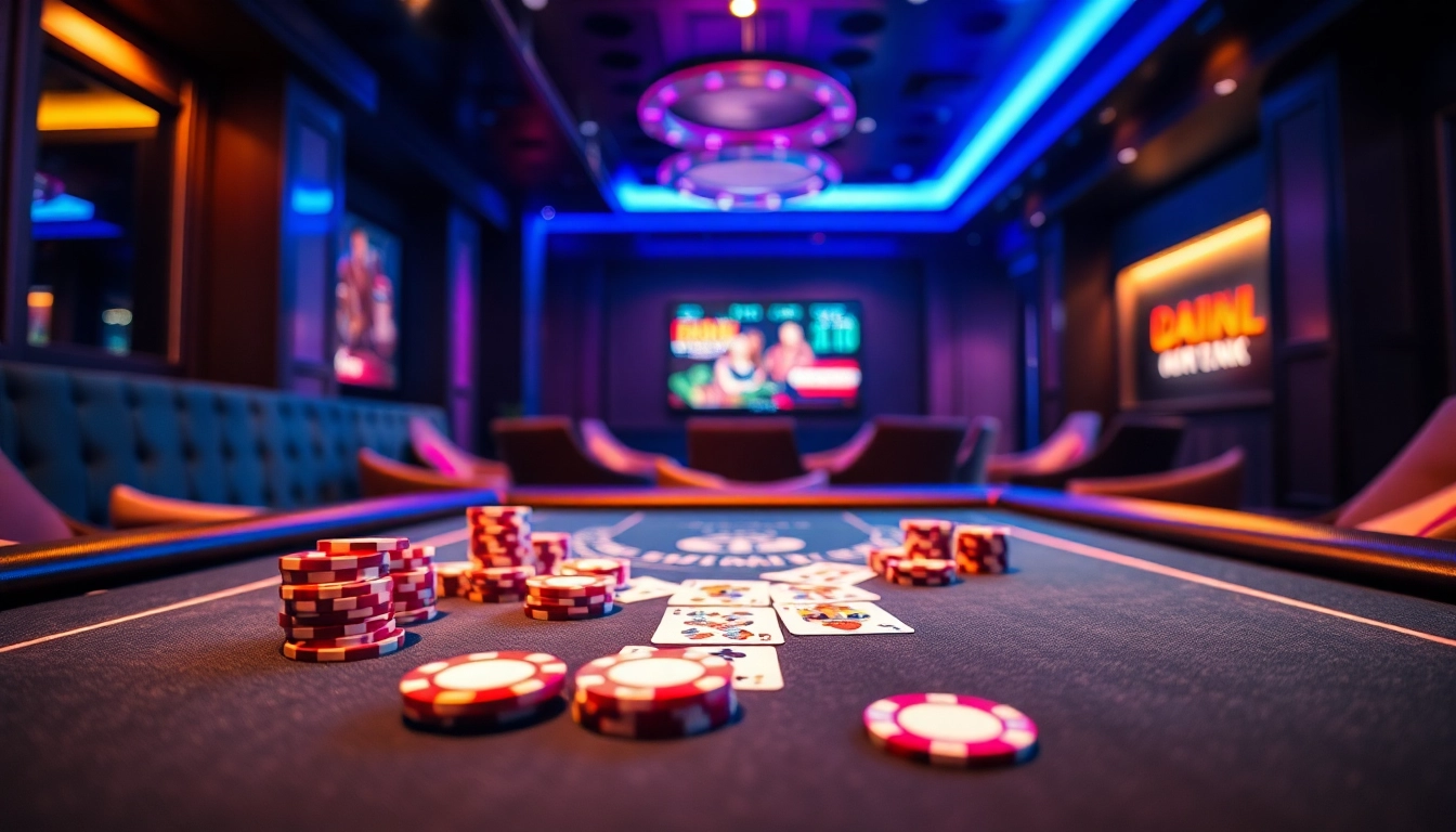 Jouer sur le meilleur site casino en ligne avec une table de poker vibrant et des jetons colorés.